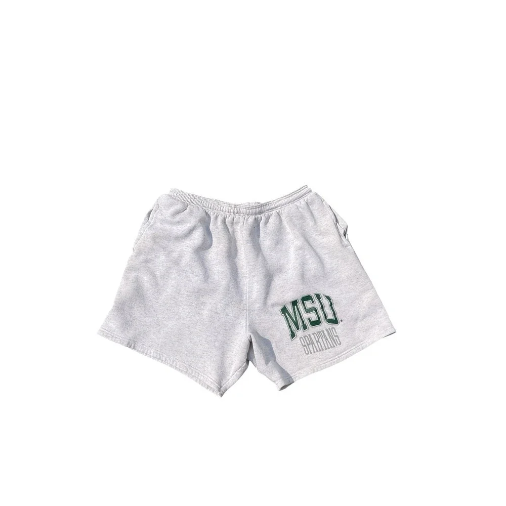 Vintage Michigan State Spartans Sweat Shorts Gray Grey Med MSU Santee Sweats XL